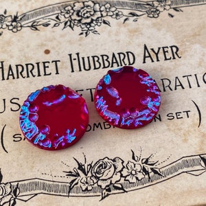 18mm SS75 Cabochon Red Ruby Art Glass with AB accents - Flat Back - Rare and High Quality - 2 pcs