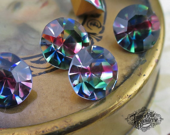 Vintage SS40 Ultra Rare IRIS Rainbow Swarovski Rhinestones Gems Jewel  Stones Chatons 8.5MM Austrian R1 1st Quality MC Crystal 4pcs 