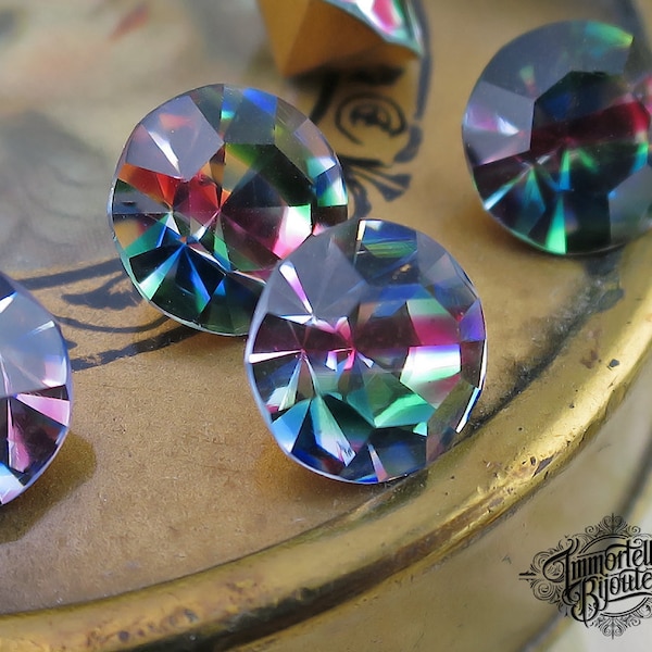 Vintage SS40 Ultra Rare IRIS Rainbow Swarovski Rhinestones Gems Jewel Stones Chatons 8.5MM - Austrian R1 1st Quality MC Crystal -4pcs