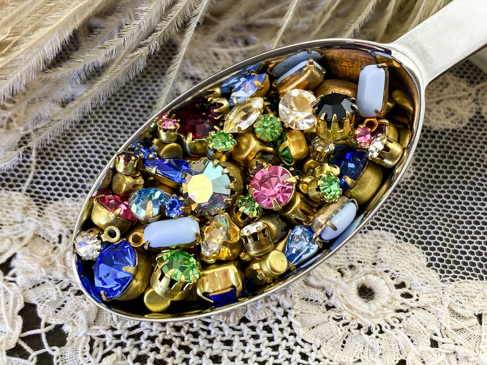 Vintage SET Rhinestones in Settings Lot Fancy Mix - Large Fancy Sizes ...