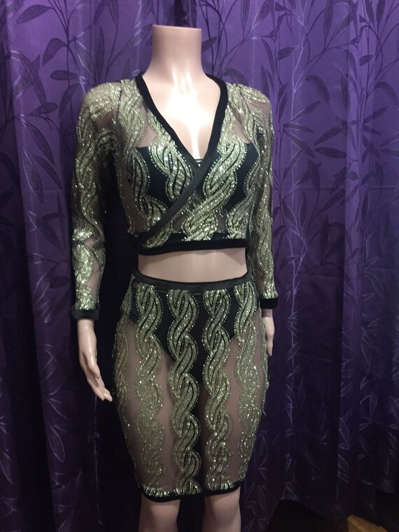 Black and Gold Skirt Set - Etsy