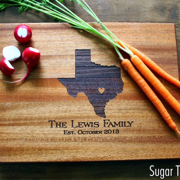 Personalized Cutting Board, Valentines Day Gift, Texas (OR ANY STATE) Custom Engraved State Love with Heart, Gift For Her, Gift For Him