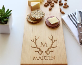 Personalized Cutting Board, Christmas Gifts, Gifts For Him, Hunting Gifts For Men, Christmas Gift For Dad, Deer Antler, Custom Cutting Board