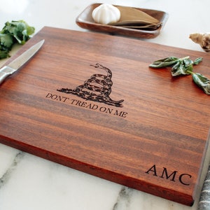 Patriotic Cutting Board, Personalized Custom Engraved Cutting Board with Monogrammed Initials Carved Gift for Boyfriend, Husband or Veterans