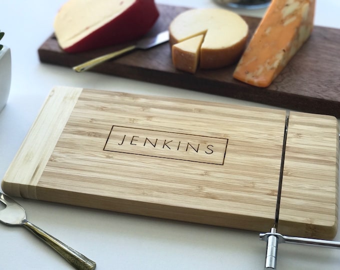 Personalized Cheese Slicer Charcuterie Board, Engraved Cutting Board, Custom Name, Wedding Gift, Anniversary Gift for Couples or Husband