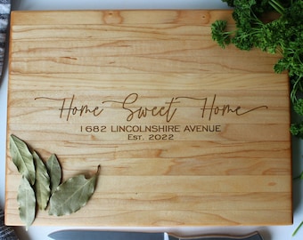 Personalized Housewarming Gift,Real Estate Closing Gift, New Home Gift Cutting Board, Wood Engraved Cutting Board, Logo Advertising