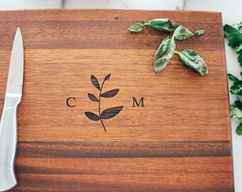 Monogrammed Cutting Board, Custom Engraved Chopping Board, Couples Initials Personalized Wedding Engagement Gift