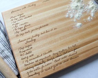 Tabla de cortar de recetas manuscritas, Regalo personalizado del Día de las Madres Escritura a mano de la abuela, Receta grabada, Regalo para mamá, Tabla de cortar personalizada