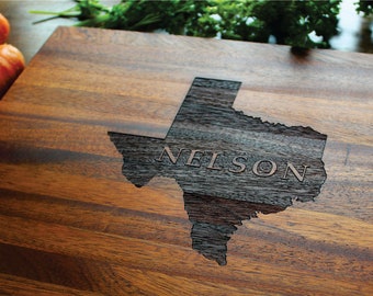 Personalized Cutting Gift Board With Texas or any state, Client Gift, Engraved Cutting Board, State Cutting Board, Wedding, Housewarming