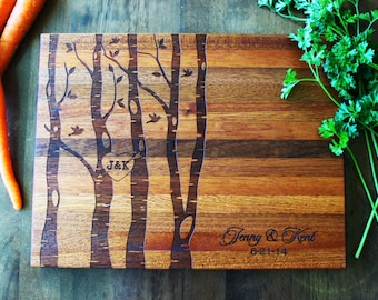 Personalized Family Tree Cutting Board, Birch Aspen Tree With Heart, Established Family, Valentines Day, Anniversary, Wedding, Gifts For Her