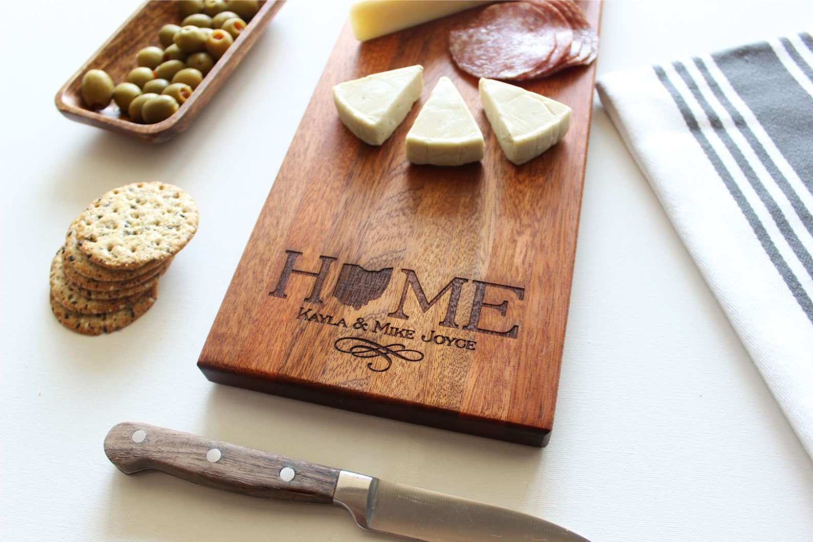 Personalized Cheese Board Custom Name Home Decor Christmas Etsy