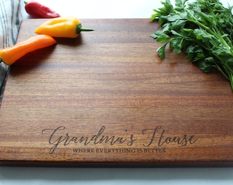 Personalized Cutting Board Custom Engraved to Order For Grandmother, Kitchen Gift For Grandma Or Mom Or Godmother From Grandkids