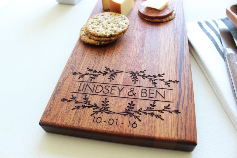 Personalized Cheese Board, Custom Wedding Gift, Housewarming, Charcuterie Board, Engagement Gift for Couple, Engraved Cutting Board, Logo image 2