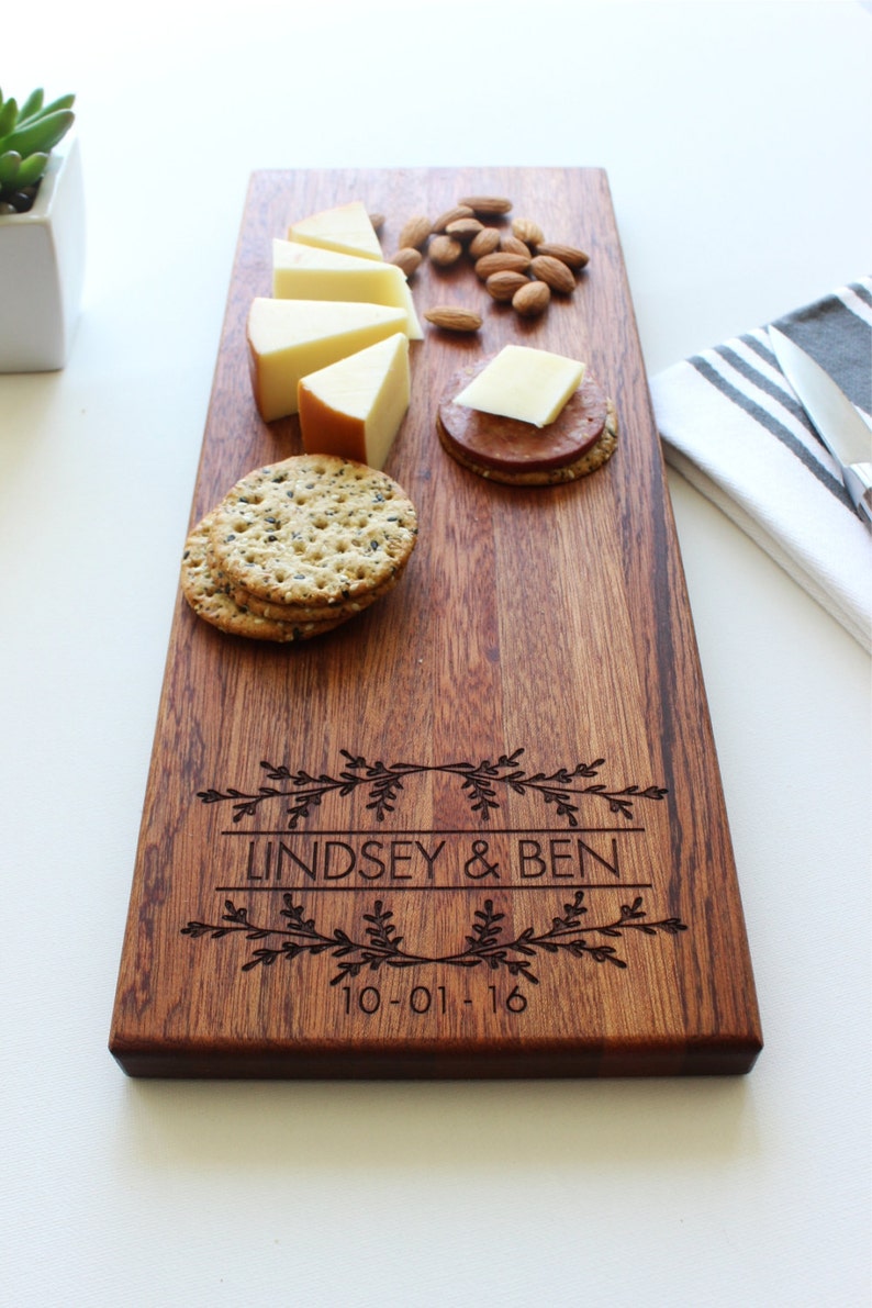 Personalized Cheese Board, Custom Wedding Gift, Housewarming, Charcuterie Board, Engagement Gift for Couple, Engraved Cutting Board, Logo image 3
