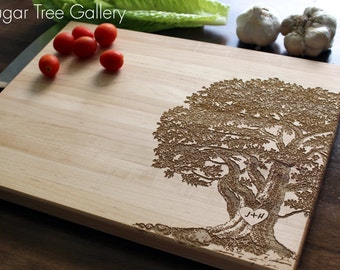 Personalized Cutting Board, Bridal Shower Couples Gift, Christmas Gift, Gift For Her, 5 Year Anniversary, Tree Cutting Board