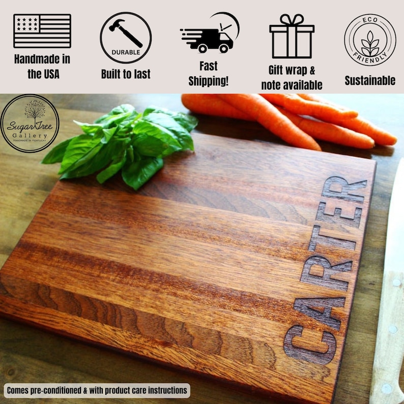 Personalized Cutting Board, Gift for Mom, Custom Name, Christmas, Wedding Gift, Anniversary, Engagement, Gift For Him, Personalized Womens image 4