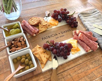 Personalized Charcuterie Board, Cutting Board & Cheese Platter, Custom Engraved Wedding Anniversary Gifts or Couples New Home