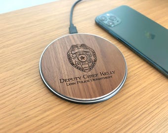 Personalized Police Phone Charger. Custom Engraved iPhone Charging Police Officer Gifts. Monogrammed Gift for Law Enforcement Officer