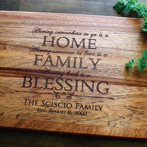 Personalized Cutting Board, Engraved Cutting Board, Christmas Gift, Gift For Her, Wedding Gift, Home Family Blessing Love Quote, Anniversary