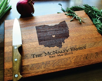 Personalized Christmas Gift, Personalized Cutting Board, For Her, State Love, Anniversary Gift, Custom Engraved State, Wedding Gift