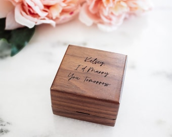 Proposal Ring Box, Wooden Ring Box, Custom Engagement Ring Box, Ring Bearer Ring Box, Ring Holder, Engagement Gifts, Gifts For Newlyweds