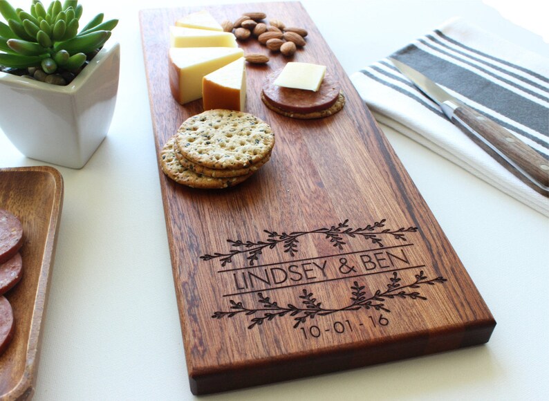 Cheese Board, Engraved Cheese Board, Personalized Cutting Board, Custom Wedding Gift, Anniversary, Valentines Day Gift, Engagement Gift image 3