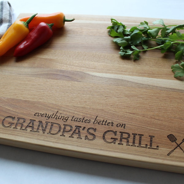 Personalized Engraved Cutting Board For Fathers Day, Unique Handmade Grandpa Gift, Butcher Block Gift For Dad, Grilling Gift, Chef Gift