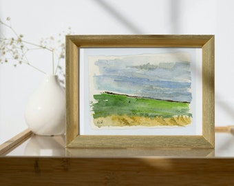 Small Landscape Painting, Original Watercolor, Farm Countryside Art, Gift for Mom Dad, Nature Lover Art, Birthday Gifts for friend