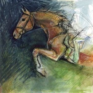 Original Horse Painting, Horse Drawing, Horse Lover Gifts, Jumping Horse, Equestrian gifts, Horse Art Prints, Equine Art, Watercolor
