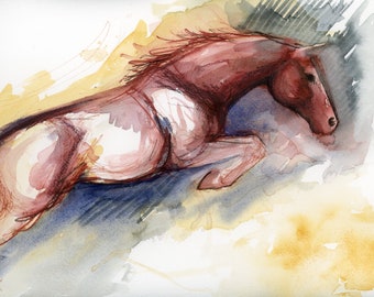 ジャンプする馬の水彩画 乗馬アート アクリル壁掛け時計 - Etsy 日本