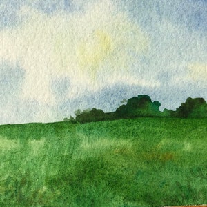 Original Painting Landscape, Countryside Watercolor, Watercolor Landscape, Small Painting, Landscape Art, Gift for Travel Lover, Nature Art