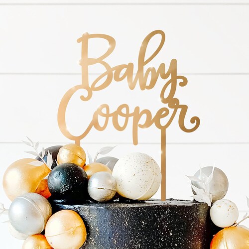 Name Baby Shower Cake Topper Gender Reveal Party Decor Etsy