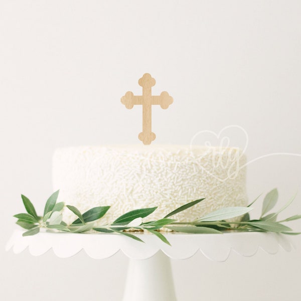 Cross cake topper for Baptism, Christening, Confirmation, Mission, Christian Religious Decor - v2