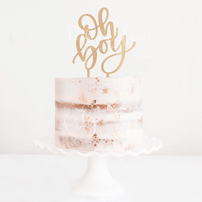 Oh Boy Cake Topper Hand Lettered Cake Topper Wood Cake Etsy