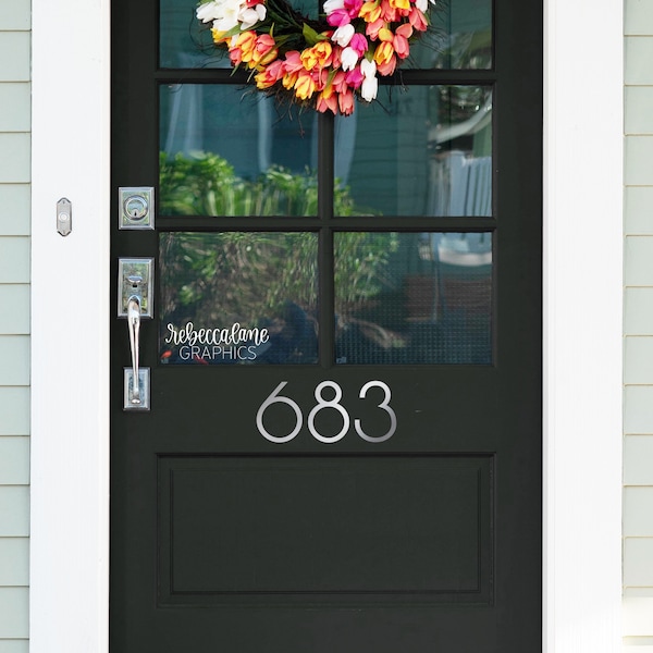 House numbers front door decal, sold individually, midcentury modern mailbox numbers