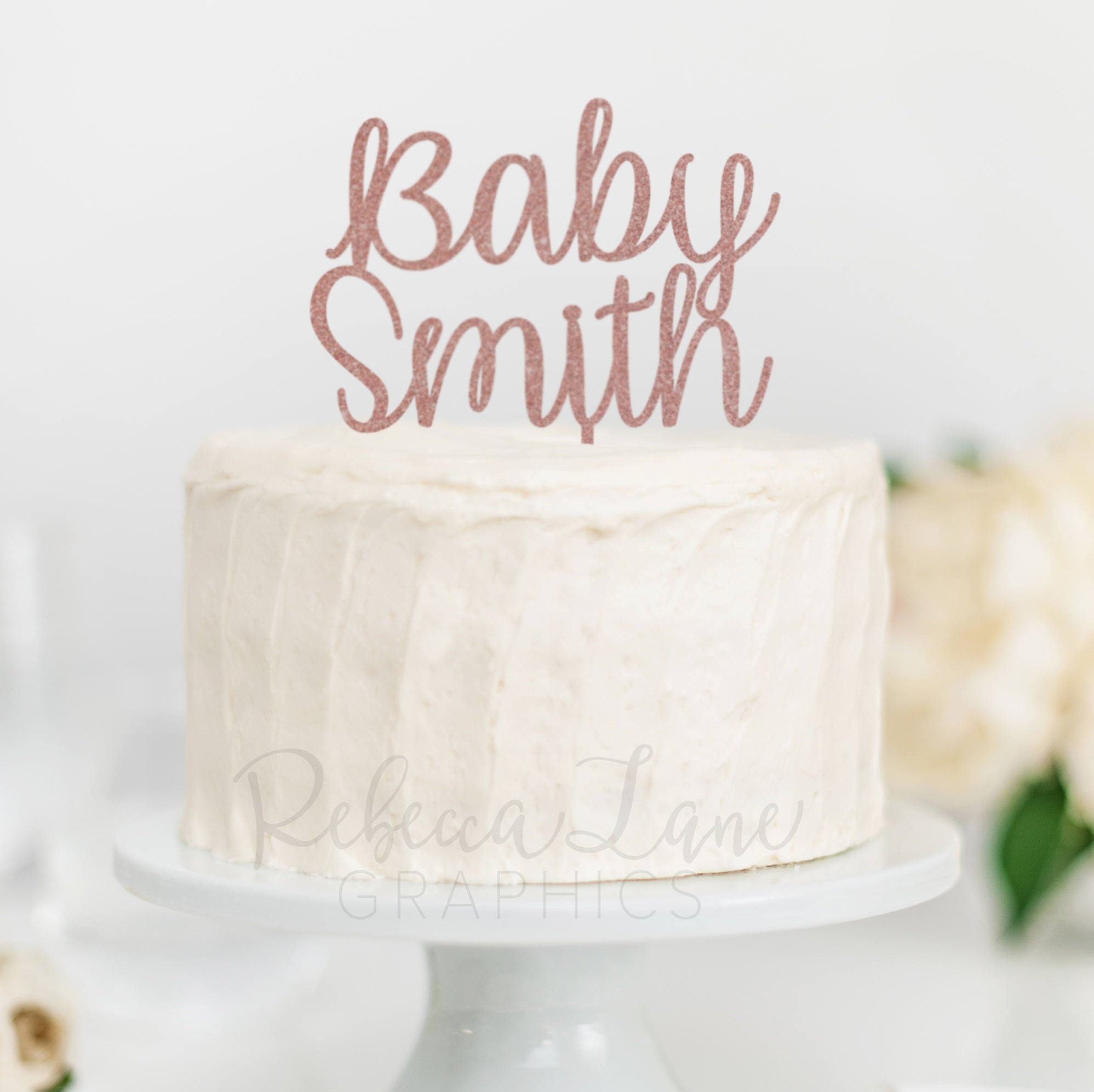 customised baby shower cake topper name custom glitter any name personalised