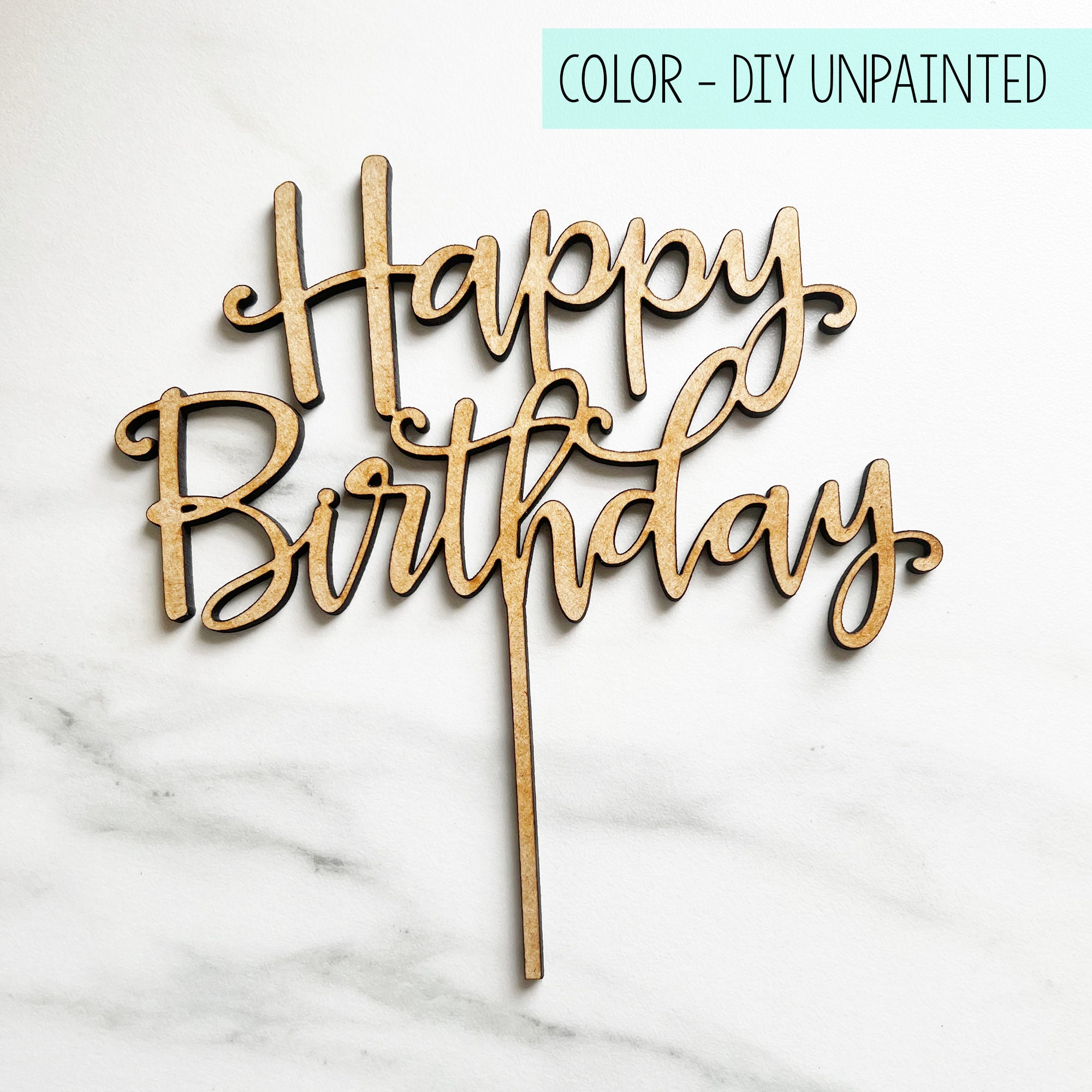 Happy Birthday Cake Topper Laser Cut Wood / Acrylic Cake | Etsy
