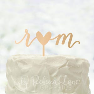 initials with heart wedding cake topper, personalized engagement, anniversary party decor image 1