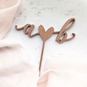 initials with heart wedding cake topper, personalized engagement, anniversary party decor image 7