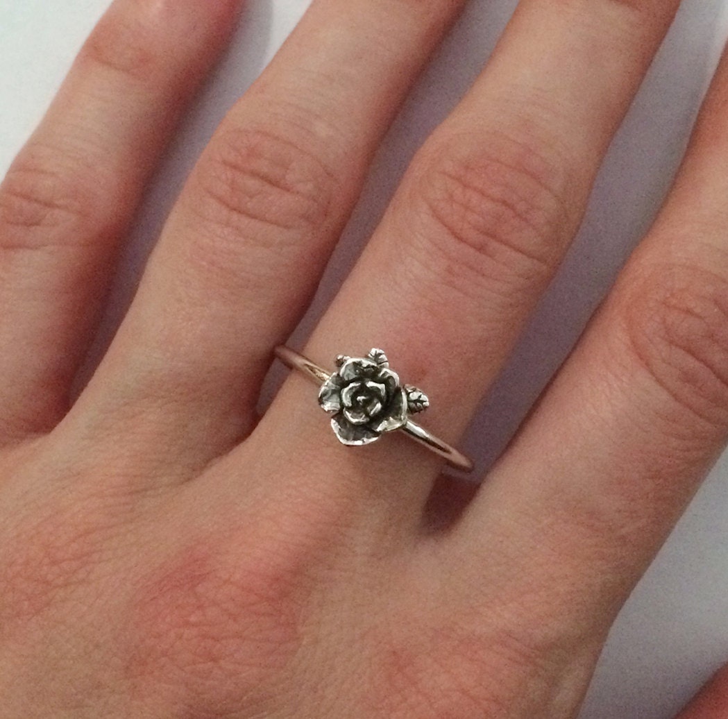 Mini Rose Ring, Rose Ring, Sterling Silver Ring, Handmade Ring - Etsy