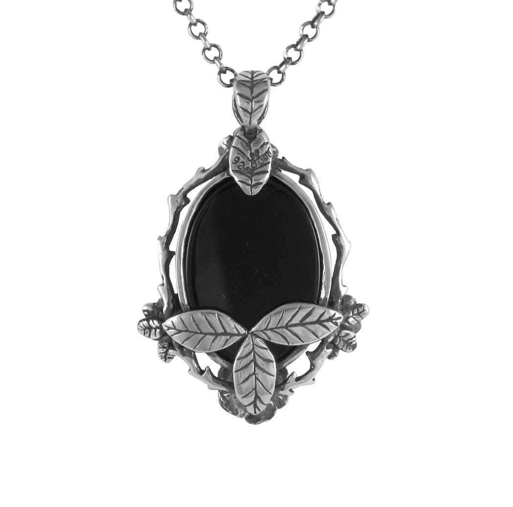 ★ROSEMONT★ Silver Black Onyx Necklace La Vie En Rose RC24B 52183-necklace-flora-sterling-