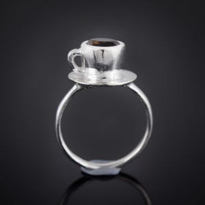 Anillo de café, taza de café, anillo de taza de café, anillo de plata esterlina, anillo hecho a mano