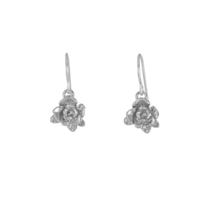 Mini Rose Dangle Earrings, Rose Earrings, Dangle Earrings, Sterling Silver Earrings, Handmade