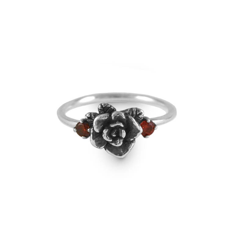 Rose Ring Oxidized Mini Rose Ring With Cubic Zirconia Etsy
