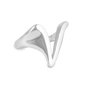 V Ring, V Signet Ring, Sterling Silver Ring, Signet Ring