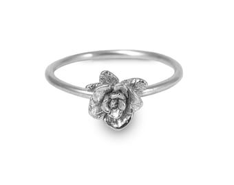 Mini Rose Ring, Rose Ring, Sterling Silver Ring, Handmade Ring