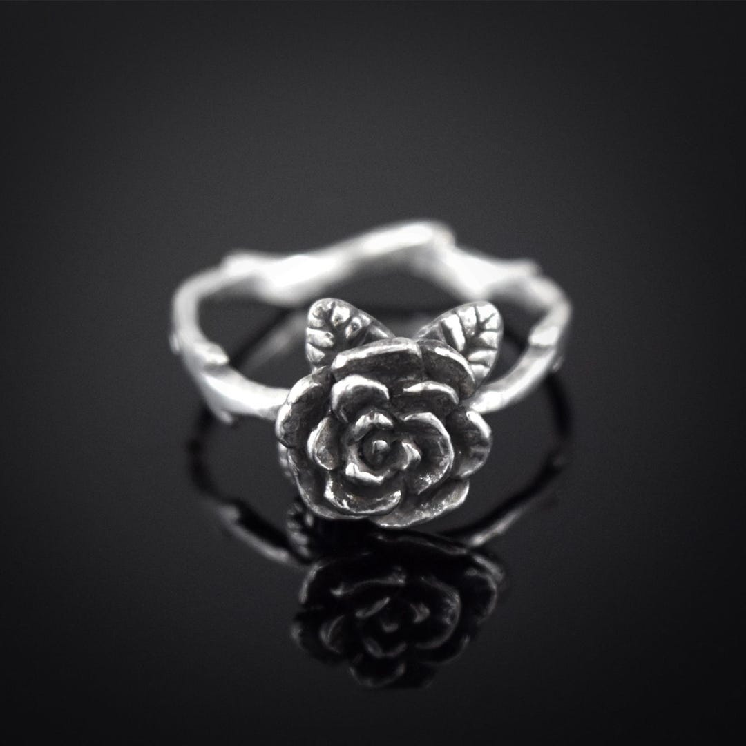 Flowing Mini Rose Ring, Rose Ring, Sterling Silver Ring, Handmade Ring ...