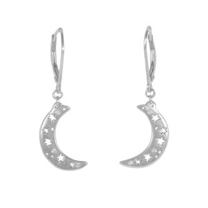 Crescent Moon Earrings, Dangle Earrings, Moon Star Earrings, Moon Phase, Star Jewelry, Sterling Silver Jewelry, Handmade, Jewelry Set