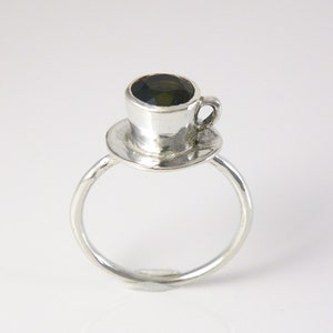 Coffee Ring, Coffee Mug, Coffee Cup Ring, Sterling Silver Ring, Handmade Ring