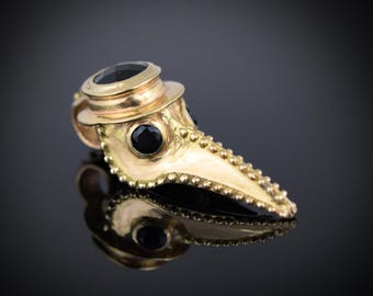 Solid Gold Anhänger, Pestdoktor Anhänger, Gold Pestdoktor, 14K Gold Anhänger, Statement Anhänger, handgemacht